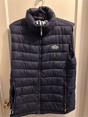SuperDry Fuji‎ Men’s Navy Blue Puffer Vest size XXL